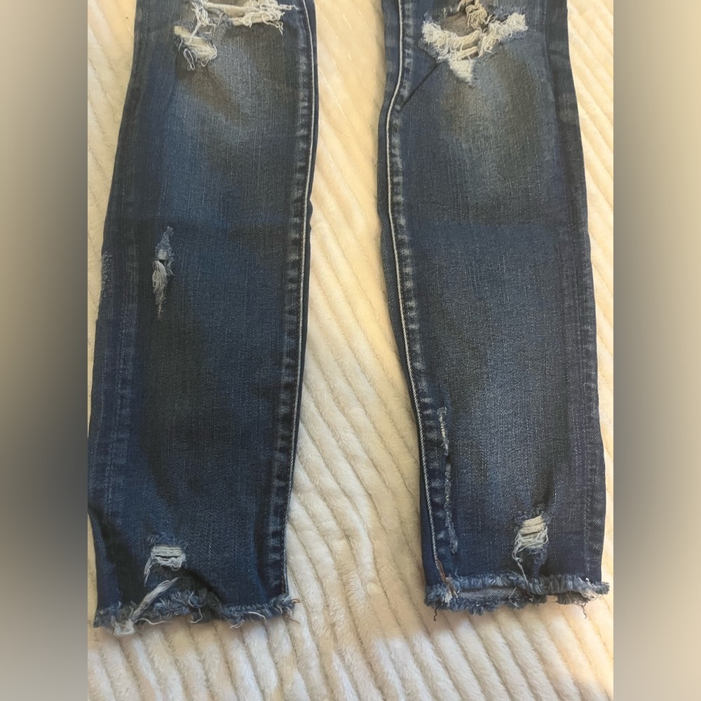AE Next Level Stretch 4R RippedDark Blue Distressed Women's Jeans - Picture 6 of 9